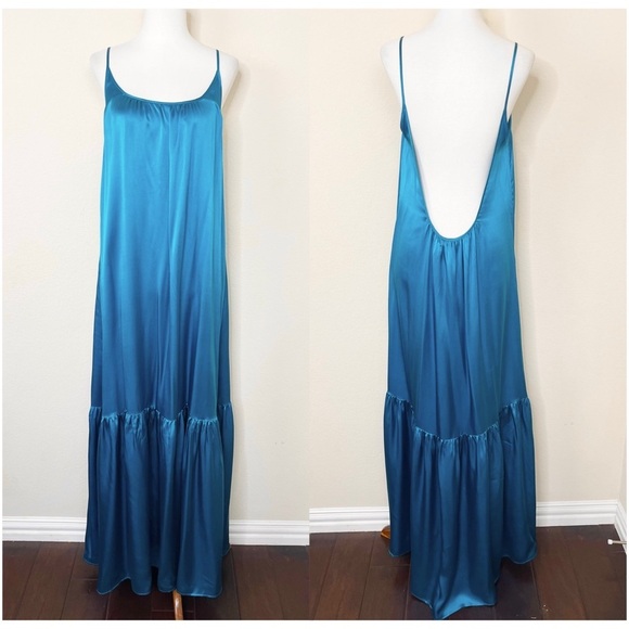 Catherine Gee Symi Silk Sleeveless Maxi Dress - Teal - Picture 3 of 10